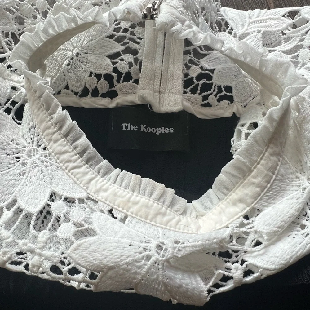 The Kooples lace collar compression knit romantic cold shoulder mini dress - Picture 4 of 16